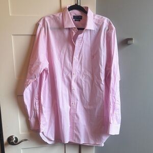 Men’s Polo Ralph Lauren 17 34/35 slim fit pink white stripe dress shirt cotton